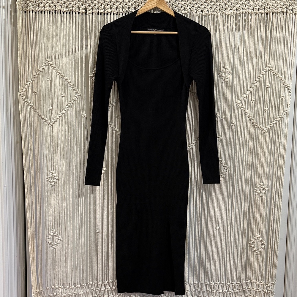 Almost Famous Black Long Sleeve Bodycon Dress